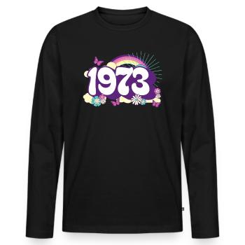 Retro 1973 Fête Anniversaire Femme 50 Ans - T-shirt manches longues Premium bio Homme - noir - Devant - Nico (187cm)