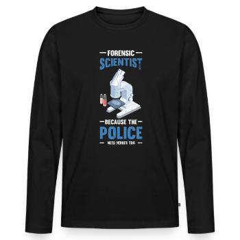 Forensiker Die Polizei Braucht Helden, - Männer Premium Bio Langarmshirt - Schwarz - Vorne - Nico (187cm)