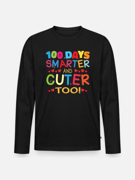 100 days smarter and cuter - Men's Premium Organic Long Sleeve Shirt - black
