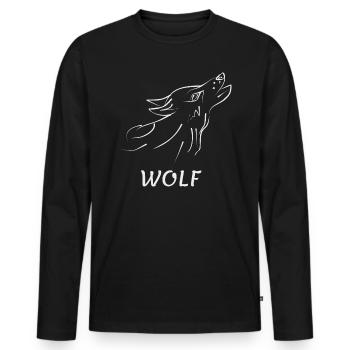 Wolf - Men's Premium Organic Long Sleeve Shirt - black - Front - Nico (187cm)