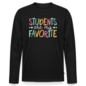 Meine Schüler sind mein liebster Humorlehrer - Männer Premium Bio Langarmshirt - Schwarz - Vorne - Nico (187cm)
