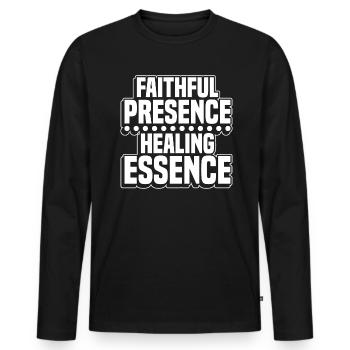 Healing Essence of the Faithful Presence, Chaplain - Men's Premium Organic Long Sleeve Shirt - black - Front - Nico (187cm)