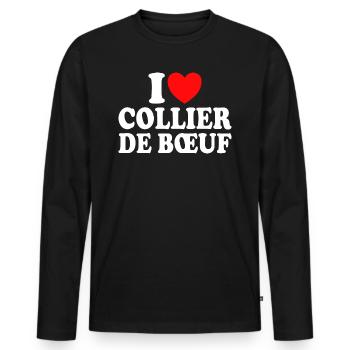 Boucher I Love Collier De Boeuf - T-shirt manches longues Premium bio Homme - noir - Devant - Nico (187cm)