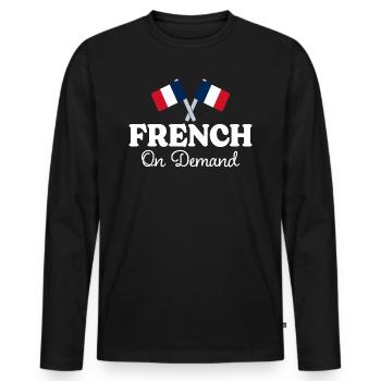 French on request French interpreter - Men's Premium Organic Long Sleeve Shirt - black - Front - Nico (187cm)