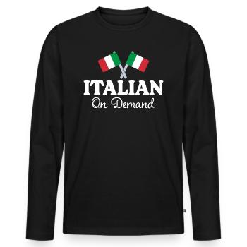 Traducteur Italien Interprète Italien - T-shirt manches longues Premium bio Homme - noir - Devant - Nico (187cm)