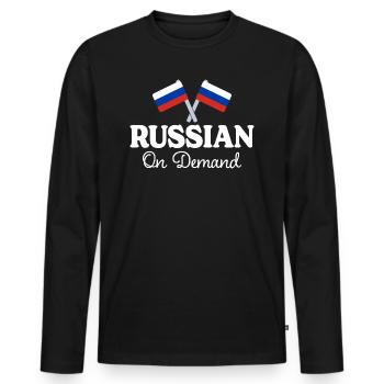 Traducteur Russe Interprète Russe - T-shirt manches longues Premium bio Homme - noir - Devant - Nico (187cm)