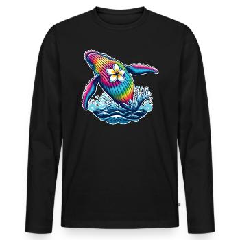 Tie Dye Wal Kreuzfahrt Urlaub 2024 Hawaii - Männer Premium Bio Langarmshirt - Schwarz - Vorne - Nico (187cm)