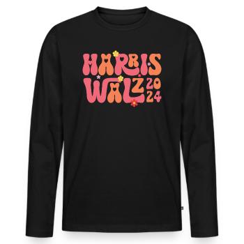 Kamala Harris Walzer Walzer 2024 Retro - Männer Premium Bio Langarmshirt - Schwarz - Vorne - Nico (187cm)