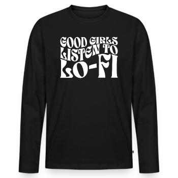 girls lofi B - T-shirt manches longues Premium bio Homme - noir - Devant - Nico (187cm)