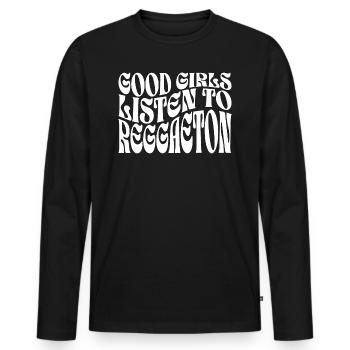 Meilleures Filles Écoutent Du Reggaeton - T-shirt manches longues Premium bio Homme - noir - Devant - Nico (187cm)