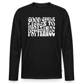 Filles Écoutent De La Psytrance Musique - T-shirt manches longues Premium bio Homme - noir - Devant - Nico (187cm)