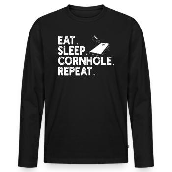 Humor Mann Cornhole Spieler - Männer Premium Bio Langarmshirt - Schwarz - Vorne - Nico (187cm)