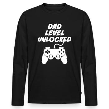 Dad Level Unlocked - Men's Premium Organic Long Sleeve Shirt - black - Front - Nico (187cm)