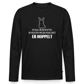 Hase Läuft Hoppelt Besserwisser Klugscheißer - Männer Premium Bio Langarmshirt - Schwarz - Vorne - Nico (187cm)