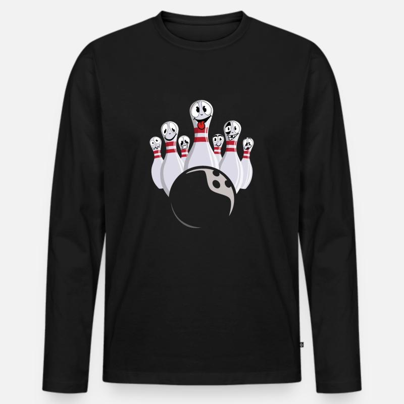 Bowling mit lachenden Bowling-Pins - Männer Premium Bio Langarmshirt - Schwarz