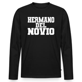 Hermano del Novio Groom's Brother Wedding Gift - Men's Premium Organic Long Sleeve Shirt - black - Front - Nico (187cm)