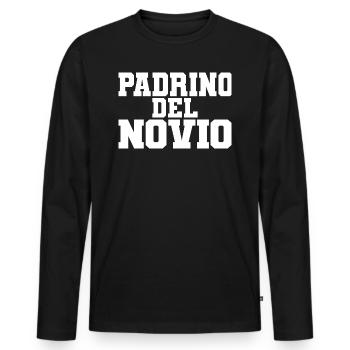 Padrino del Novio Groom's Best Man Wedding Gift - Men's Premium Organic Long Sleeve Shirt - black - Front - Nico (187cm)