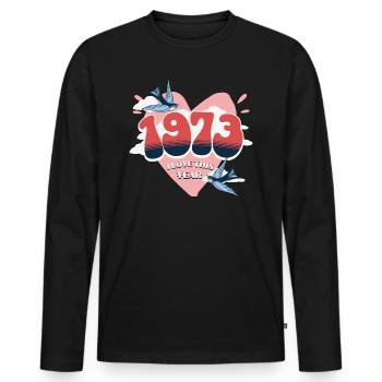 Anniversaire 50 Ans Adore Année De Naissance 1973 - T-shirt manches longues Premium bio Homme - noir - Devant - Nico (187cm)