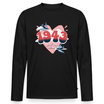 Anniversaire 80 Ans Adore Année De Naissance 1943 - T-shirt manches longues Premium bio Homme - noir - Devant - Nico (187cm)