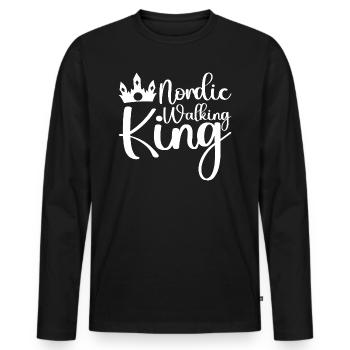 Nordic Walking man king of Nordic walking - Men's Premium Organic Long Sleeve Shirt - black - Front - Nico (187cm)