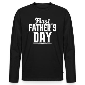 Dad's First Father's Day - Men's Premium Organic Long Sleeve Shirt - black - Front - Nico (187cm)