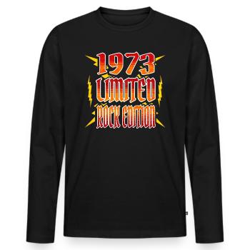 Limited Edition Rocker 1973 50 Jahre Jubiläum - Männer Premium Bio Langarmshirt - Schwarz - Vorne - Nico (187cm)