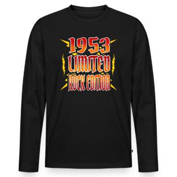 Limited Edition Rocker 1953 70 Years Anniversary - Men's Premium Organic Long Sleeve Shirt - black - Front - Nico (187cm)