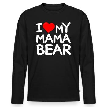 J'adore Ma Maman Ours - J'aime Ma Maman Ours - T-shirt manches longues Premium bio Homme - noir - Devant - Nico (187cm)