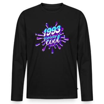 Cooles Jahr 1993 Jubiläum 30 Jahre - Männer Premium Bio Langarmshirt - Schwarz - Vorne - Nico (187cm)