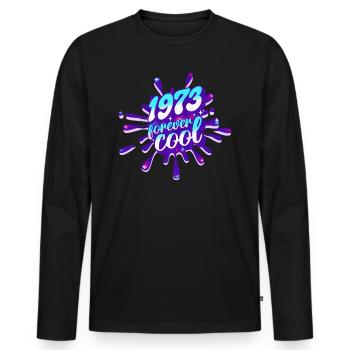 Cool Year 1973 Anniversary 50 Years - Men's Premium Organic Long Sleeve Shirt - black - Front - Nico (187cm)