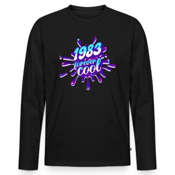 Cool Year 1983 Anniversary 40 Years - Men's Premium Organic Long Sleeve Shirt - black - Front - Nico (187cm)
