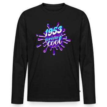 Cool Year 1953 Anniversary 70 Years - Men's Premium Organic Long Sleeve Shirt - black - Front - Nico (187cm)