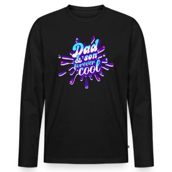 Vater und Sohn für immer cool Vatertag - Männer Premium Bio Langarmshirt - Schwarz - Vorne - Nico (187cm)