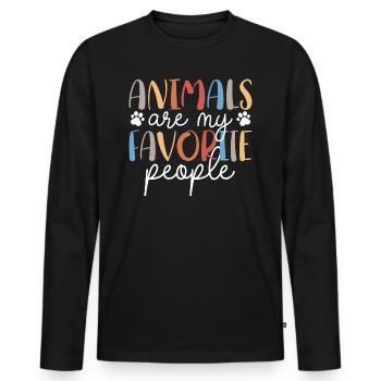 Les Animaux Sont Mes Personnes Favorites - T-shirt manches longues Premium bio Homme - noir - Devant - Nico (187cm)