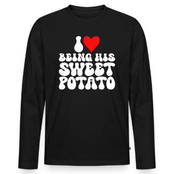J'aime Être Sa Patate Douce Couple Thanksgiving - T-shirt manches longues Premium bio Homme - noir - Devant - Nico (187cm)