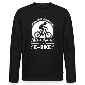 Elektrofahrrad Ebike Elektro Bike Fahrradfahrer - Männer Premium Bio Langarmshirt - Schwarz - Vorne - Nico (187cm)