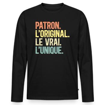 Patron L'Original Le Vrai L'Unique Homme Patron - T-shirt manches longues Premium bio Homme - noir - Devant - Nico (187cm)