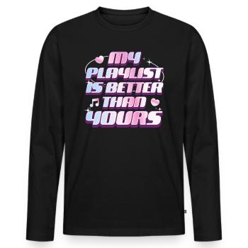 Playlist besser als dein DJ-Musiker - Männer Premium Bio Langarmshirt - Schwarz - Vorne - Nico (187cm)