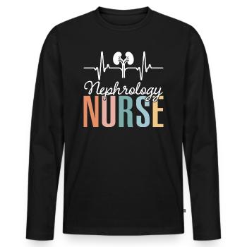 Heart Beating Nurse Nephrology Nurse - Men's Premium Organic Long Sleeve Shirt - black - Front - Nico (187cm)