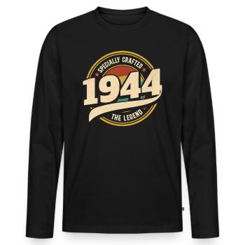 Année 1944 La Légende 80 Ans Anniversaire - T-shirt manches longues Premium bio Homme - noir - Devant - Nico (187cm)