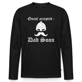 Humour RPG Père Geek Bientôt Papa - T-shirt manches longues Premium bio Homme - noir - Devant - Nico (187cm)