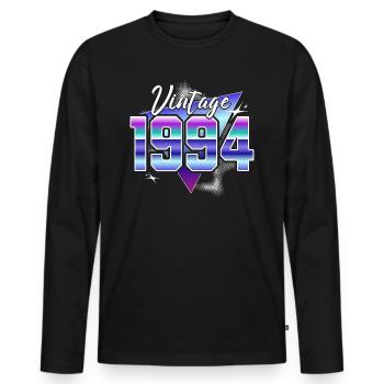 Retro 30th Anniversary 1994 - Men's Premium Organic Long Sleeve Shirt - black - Front - Nico (187cm)