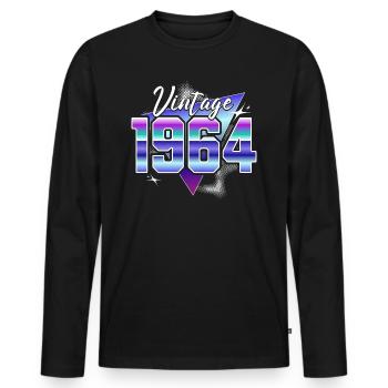 Retro 60th Anniversary 1964 - Men's Premium Organic Long Sleeve Shirt - black - Front - Nico (187cm)