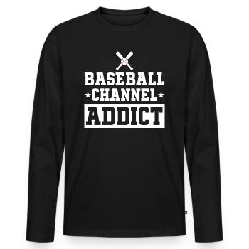 Loves watching baseball games - Men's Premium Organic Long Sleeve Shirt - black - Front - Nico (187cm)