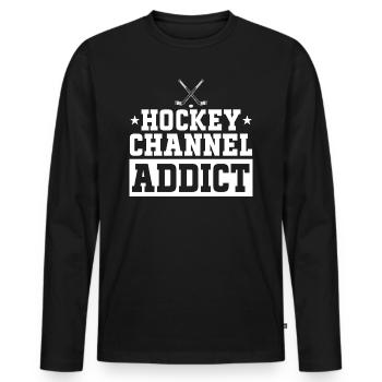 Loves watching hockey - Men's Premium Organic Long Sleeve Shirt - black - Front - Nico (187cm)