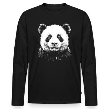 Panda Portrait Pandabär Bär Tier Tiere - Männer Premium Bio Langarmshirt - Schwarz - Vorne - Nico (187cm)
