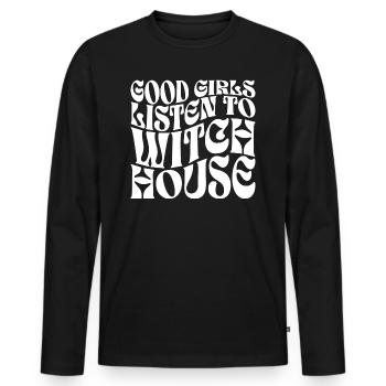 Mädchen hören Hexenhausmusik - Männer Premium Bio Langarmshirt - Schwarz - Vorne - Nico (187cm)