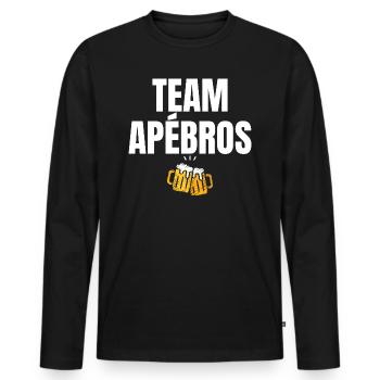 Team Apébros Apéro Humour - T-shirt manches longues Premium bio Homme - noir - Devant - Nico (187cm)