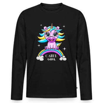 Gamer gamer gamer unicorn - Men's Premium Organic Long Sleeve Shirt - black - Front - Nico (187cm)