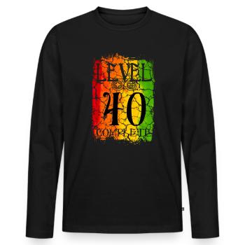 40th Birthday Gamer Level 40 complete - Men's Premium Organic Long Sleeve Shirt - black - Front - Nico (187cm)